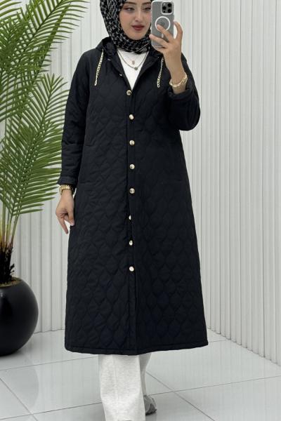 Gözde Kapitone Mont Siyah