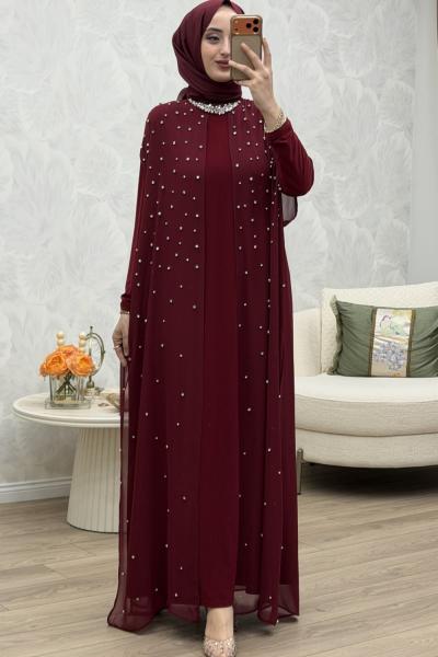 Parıltı Abiye Bordo