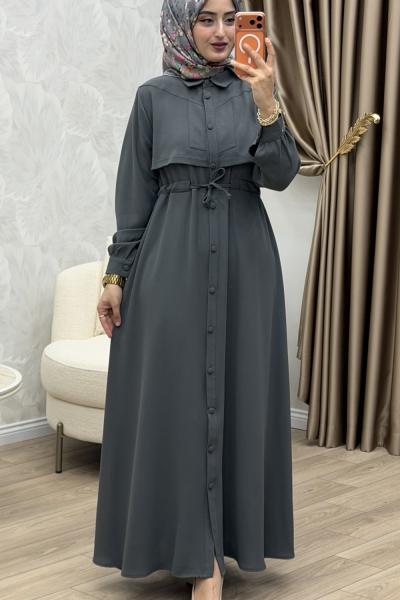 Yüsra Elbise Gri