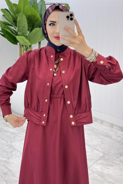 Bordo Premium Gizem Takım Tesettür Giyim