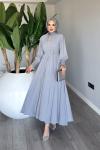 Gri Meşk Abaya Takım Tesettür Giyim