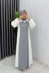 Gri Premıum  Aden ELbise Tesettür Giyim