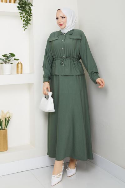 Haki Moda Etek Takım Tesettür Giyim