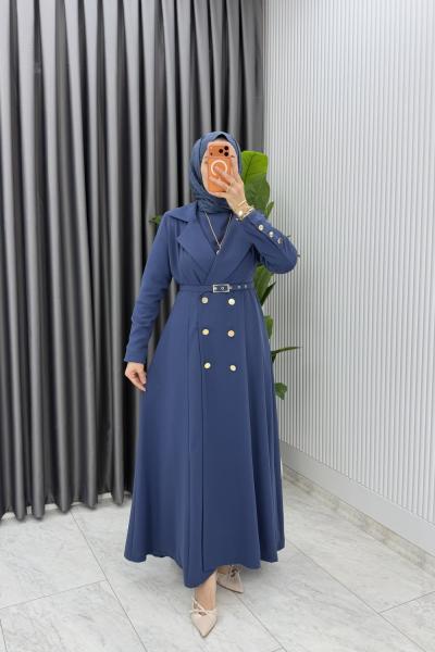 İndigo Premium Naz Jile Ferace Takım Tesettür Giyim