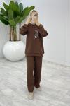 Kahve Leoparlı Scuba Takım Tesettür Giyim
