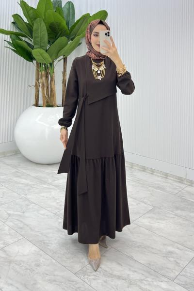 Kahve Premıum Seçil Elbise Tesettür Giyim