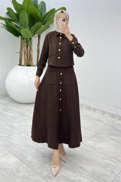 Kahverengi Gönül Channel Etek Takım