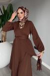 Kahverengi Cevher Pantolon Takım Tesettür Giyim