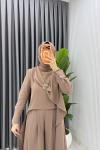 Latte Premium Ahsen Pantolonlu Takım Tesettür Giyim