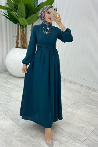 Petrol Premıum Dilara Elbise Tesettür Giyim