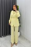 Sarı Premium Kemerli Gözde Takım Tesettür Giyim