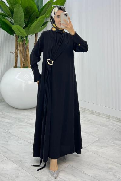 Siyah Premium Destan Elbise Tesettür Giyim