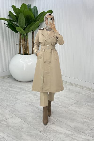 Taş Premium Astarlı Eylem Trench Tesettür Giyim