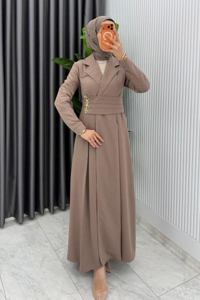 Vizon Premium Hülya Ferace Elbise Tesettür Giyim