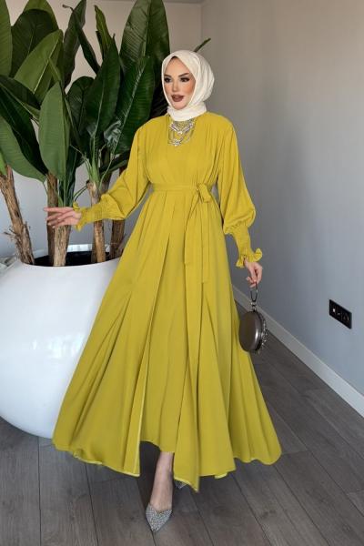 Yağyeşili Meşk Abaya Takım Tesettür Giyim