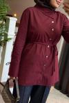 Asimetrik Yaka Gömlek Bordo