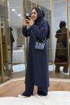 Çıtçıtlı Detaylı Maksi Boy Scuba Takım Lacivert