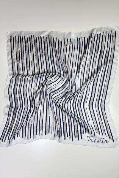 Çizgi Fular bej-lacivert