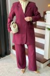 Kruvaze Ceket Takım Bordo