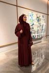 Nervürlü Elbise Abaya Bordo