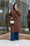 Şal Detaylı Kapitone Mont Kahverengi