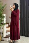 Yırtmaçlı Tilda Etekli Takım Bordo