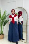DÜĞMELİ DENİM ETEK - LACİVERT