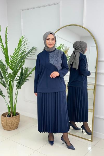 TUĞÇE ETEKLİ TAKIM - LACİVERT