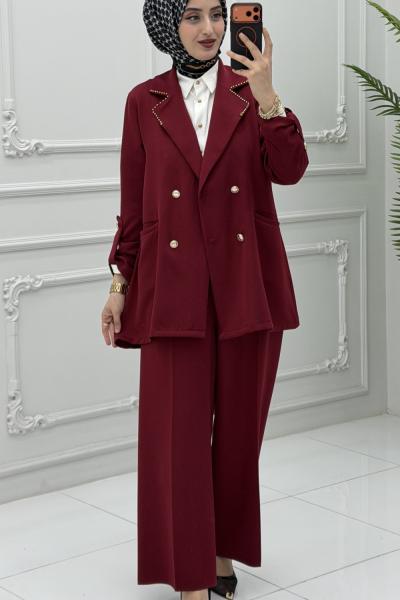 Diana Ceket Takım Bordo